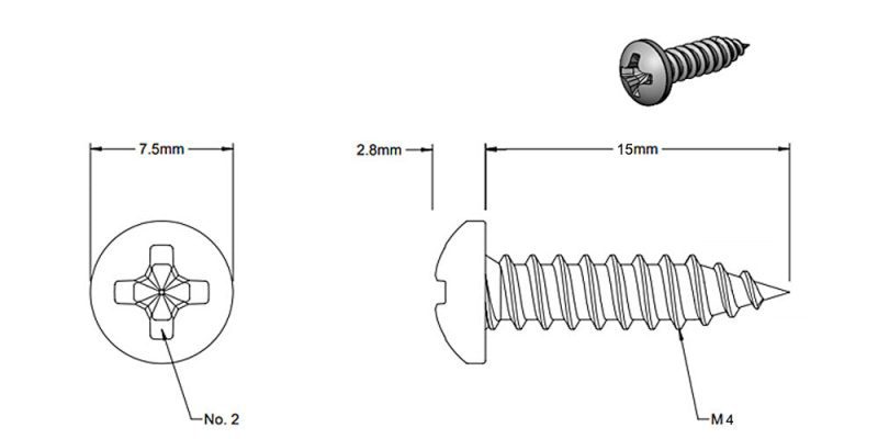 Screw M4x15mm Round Pointed Black 66bc0ade d2bd 4eb1 b646 97da615bcd07