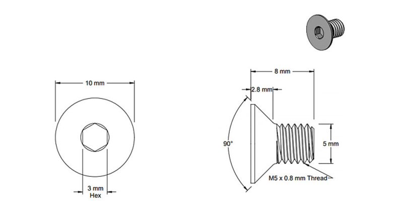 Screw M5x8mm Flat Black