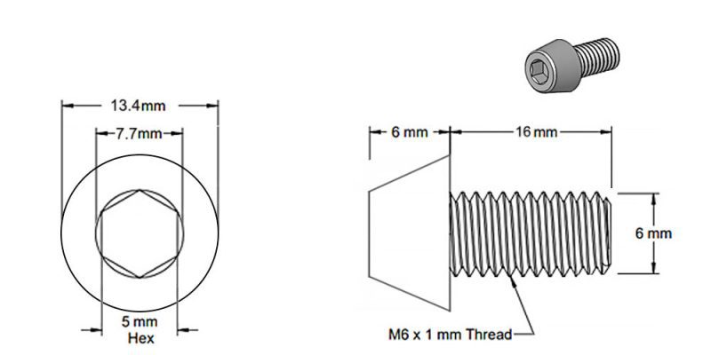 Screw M6x16mm Trapezoid Silver